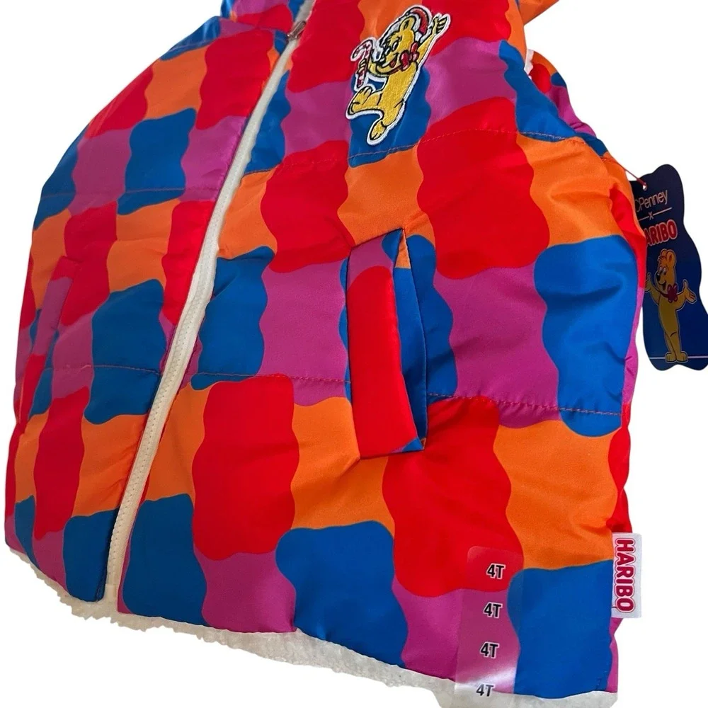 JCPenney Haribo Gummy Bear Vest Reversible 4T Kids Hood Ears‎ Unisex Zip Jacket